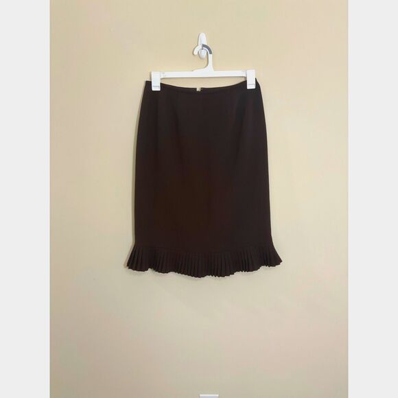 Suit Studio ruffle bottom pencil skirt size 8 brown - Picture 1 of 5